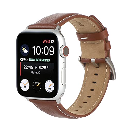 Kompatibel mit Apple Watch-Armbändern 49 mm, 45 mm, 44 mm, 42 mm, 41 mm, 40 mm, 38 mm, für Damen und Herren, weiches, lässiges Leder-Ersatzarmband für iWatch Ultra Serie 8, 7, 6, 5, 4, 3, 2, 1 SE (42 von AsohsEN