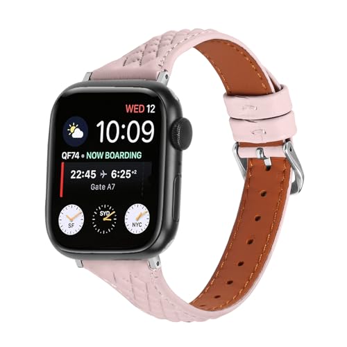 Kompatibel mit Apple Watch Armbändern 49 mm, 45 mm, 44 mm, 42 mm, 41 mm, 40 mm, 38 mm, verstellbares Sport-Leder-Ersatzarmband für iWatch Ultra Serie 9, 8, 7, 6, 5, 4, 3, 2, 1 SE, Damen und Herren, von AsohsEN