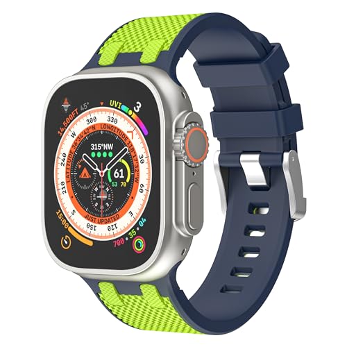 Kompatibel mit Apple Watch-Armbändern Ultra 1/2, 49 mm, 45 mm, 44 mm, 42 mm, weiches Sport-Silikon-Gummi-Ersatzarmband für iWatch Ultra 2 Serie 8, 7, 6, 5 SE, Damen und Herren (42/44/45/49 mm, von AsohsEN