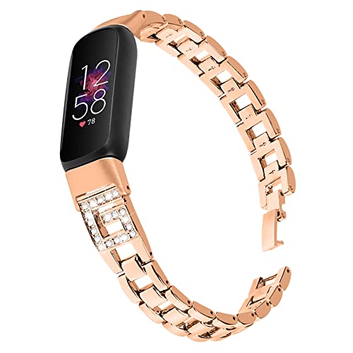 Kompatibel mit Fitbit Luxe-Armbändern, verstellbares, atmungsaktives Sport-Armband, Ersatzband, kompatibel mit Fitbit Luxe, Damen und Herren (Roségold) von AsohsEN