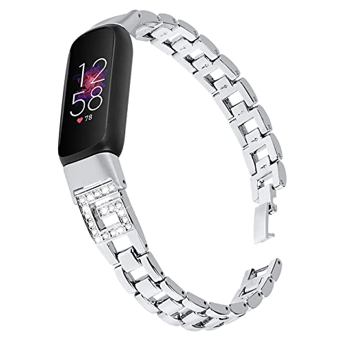 Kompatibel mit Fitbit Luxe-Armbändern, verstellbares, atmungsaktives Sport-Armband, Ersatzband, kompatibel mit Fitbit Luxe, Damen und Herren (Silber) von AsohsEN