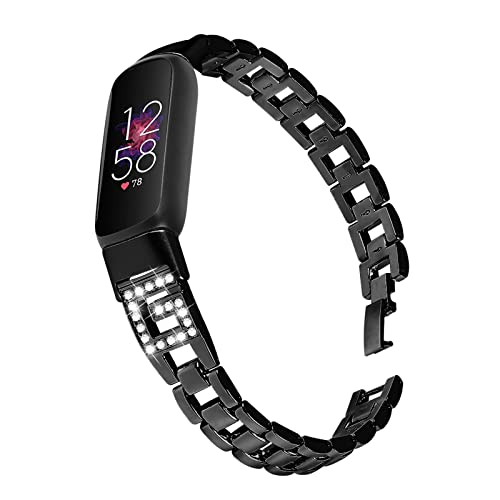 Kompatibel mit Fitbit Luxe-Armbändern, verstellbares, atmungsaktives Sport-Armband, Ersatzband, kompatibel mit Fitbit Luxe, Damen und Herren (schwarz) von AsohsEN