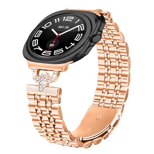 Metallarmband, kompatibel mit Samsung Galaxy Watch Ultra 47 mm, verstellbares D-förmiges Sport-Fitnessband für Samsung Galaxy Watch 7/8 Ultra 47 mm, für Damen und Herren, Roségold, Einheitsgröße Metallarmband, kompatibel mit Samsung Galaxy Watch Ultra 47 mm, verstellbares D-förmiges Sport-Fitnessband für Samsung Galaxy Watch 7/8 Ultra 47 mm, für Damen und Herren, Roségold, Einheitsgröße von AsohsEN