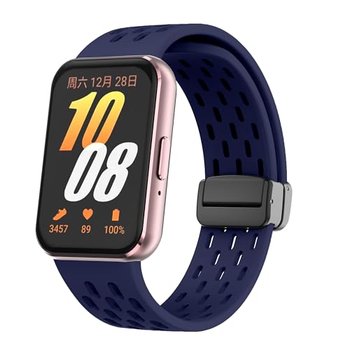 Silikon-Ersatzbänder für Galaxy Fit 3, kompatibel mit Samsung Galaxy Fit 3 SM-R390 Smartwatch, verstellbares Armband für Galaxy Fit 3, Damen und Herren, Mitternachtsblau von AsohsEN