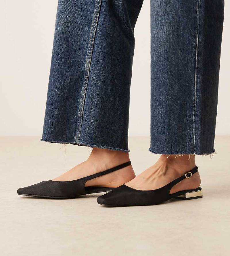 ASOS DESIGN - Wide Fit - Logan - Slingback-Ballerinas in Schwarz, weite Passform von ASOS DESIGN