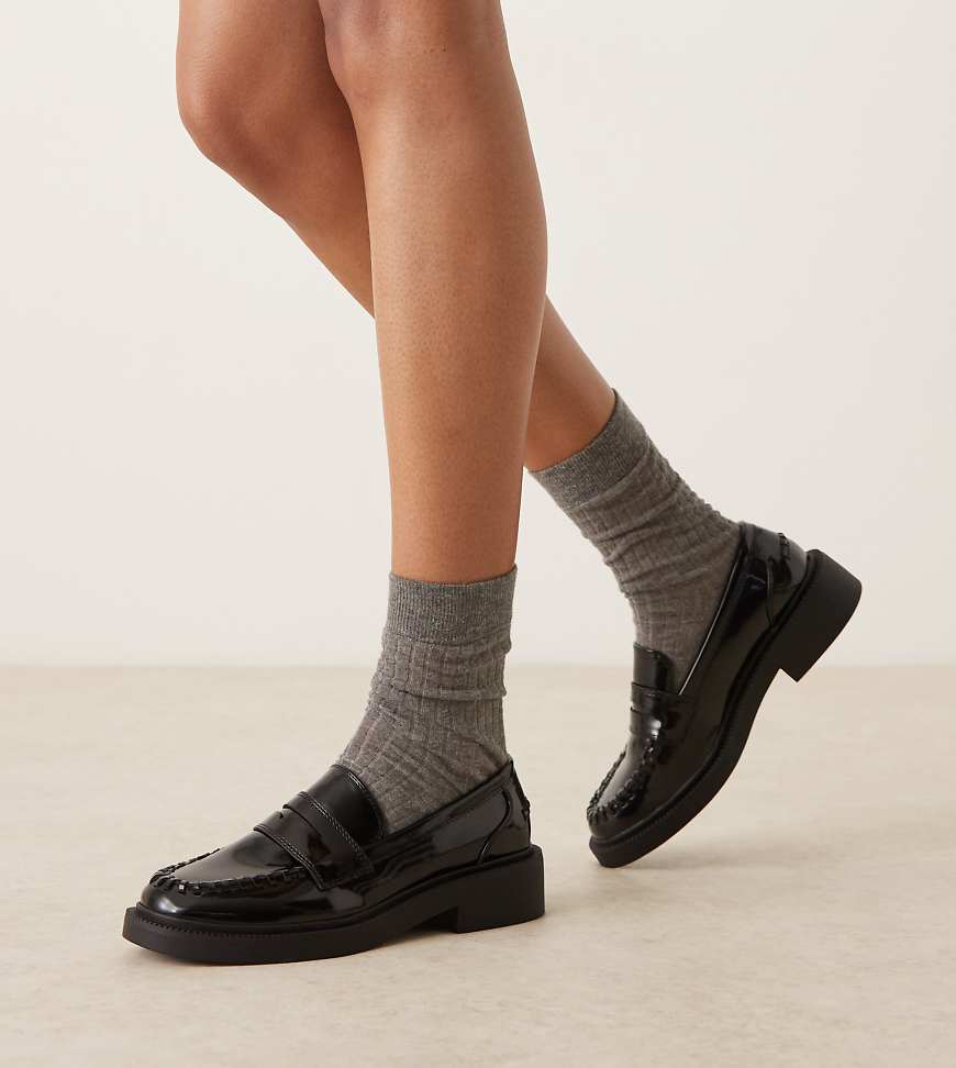 ASOS DESIGN Wide Fit - Minerva - Loafer in Schwarz, weite Passform von Asos Design Wide Fit