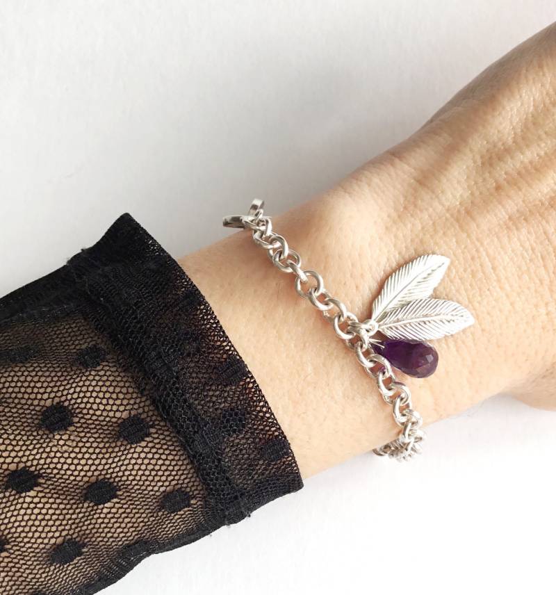Amethyst Armband Sterling Silber Anhänger von AspasiaJewellery