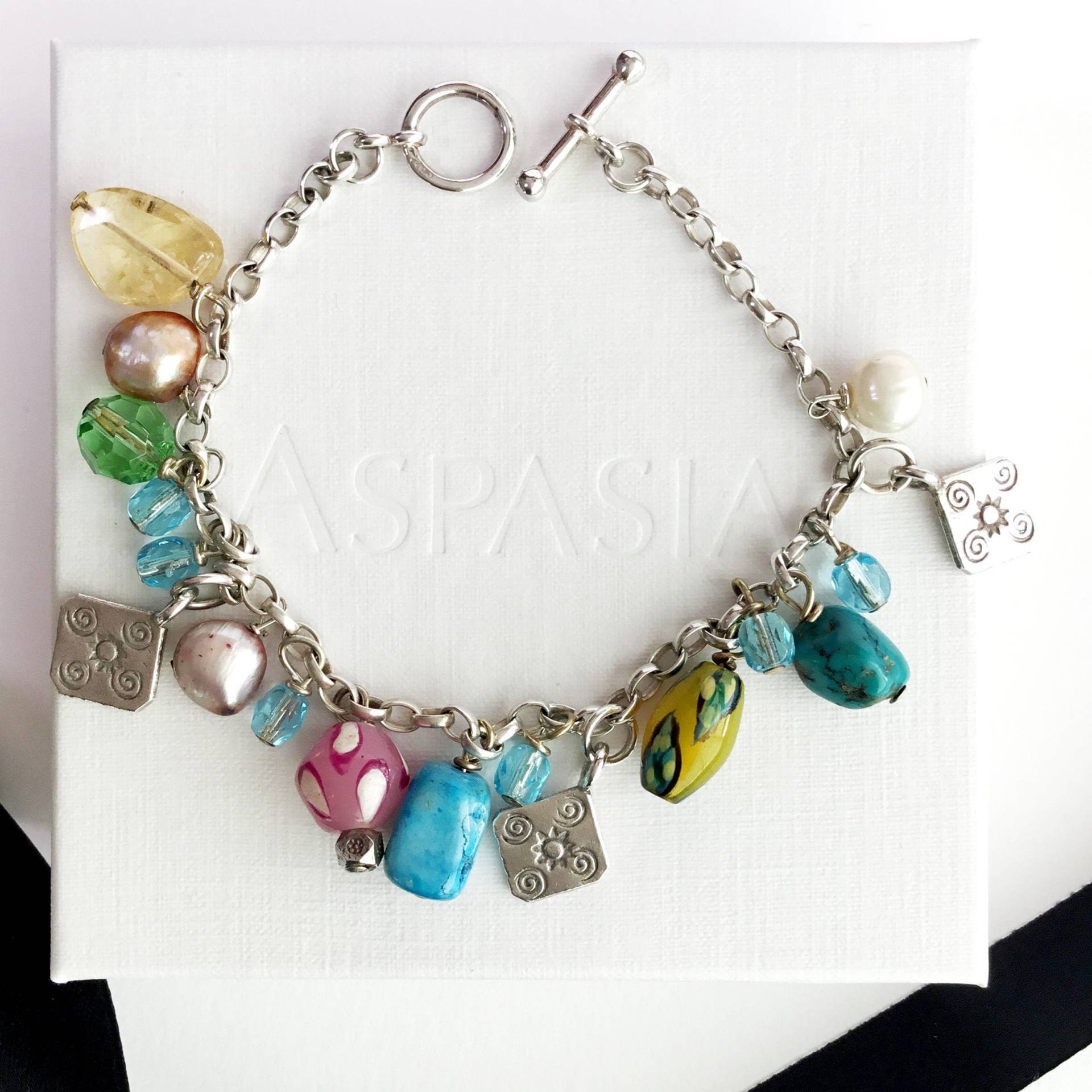 Gemischtes Edelstein Bettelarmband Sterling Silber Boho Schmuck von AspasiaJewellery