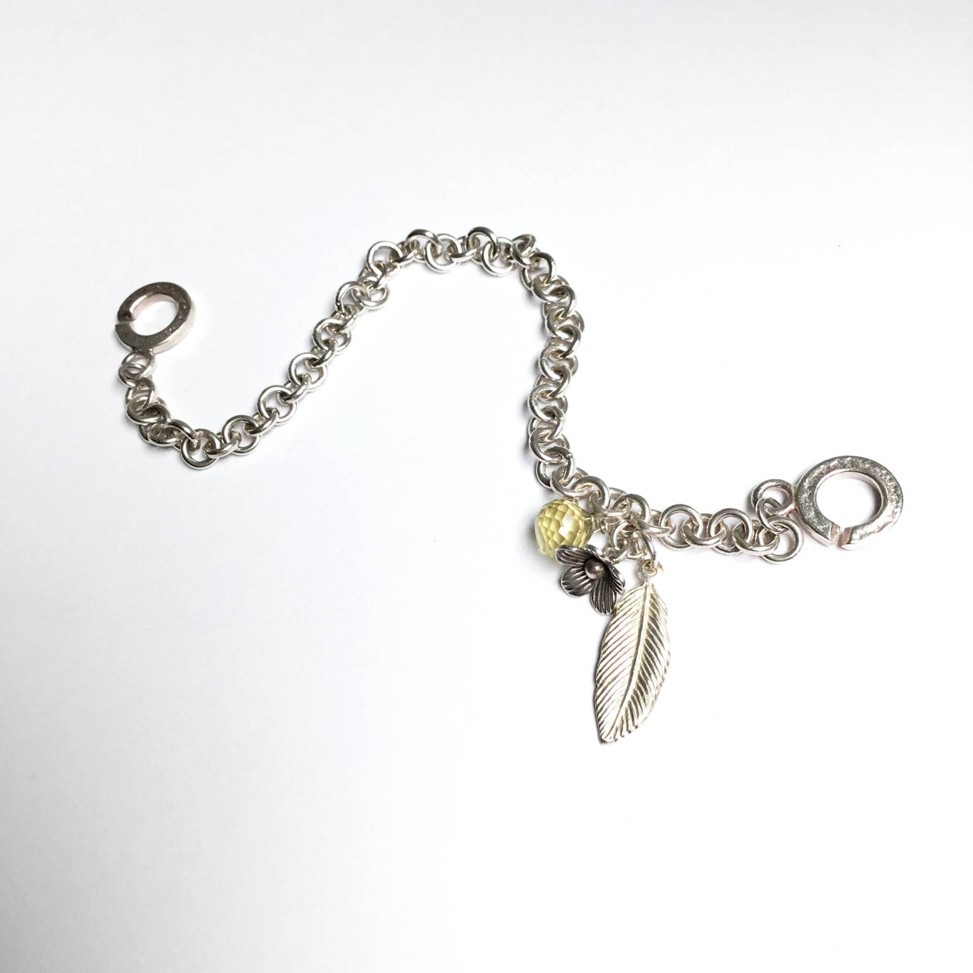 Lemon Quartz Armband Sterling Silber Blumen & Blatt Bettelarmband von AspasiaJewellery