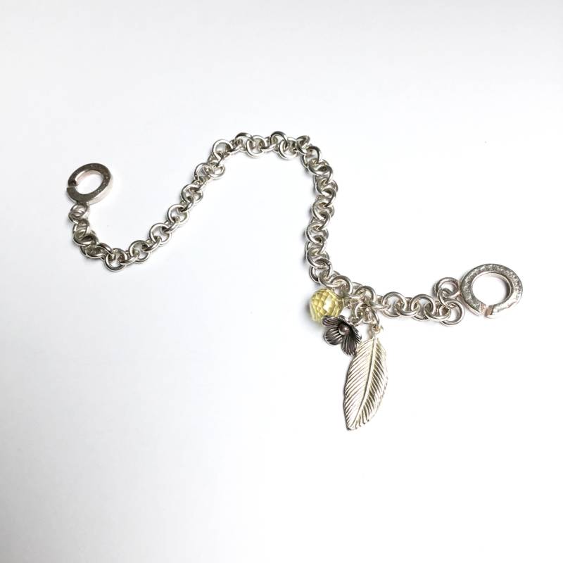 Lemon Quartz Armband Sterling Silber Blumen & Blatt Bettelarmband von AspasiaJewellery