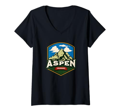 Damen Colorado Aspen T-Shirt mit V-Ausschnitt Damen Colorado Aspen T-Shirt mit V-Ausschnitt von Aspen Colorado Souvenir Store