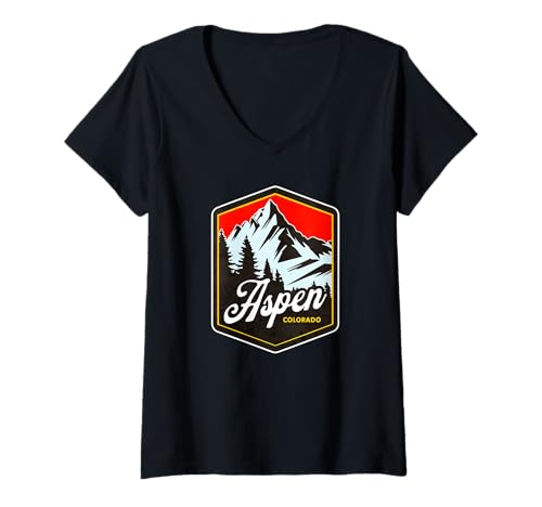 Damen Colorado Aspen T-Shirt mit V-Ausschnitt Damen Colorado Aspen T-Shirt mit V-Ausschnitt von Aspen Colorado Souvenir Store