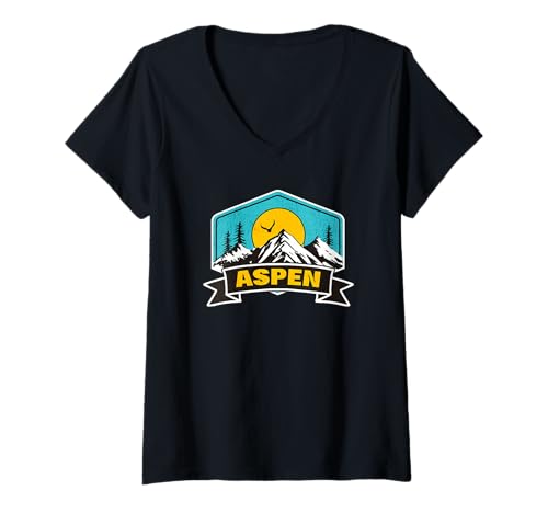 Damen Colorado Aspen T-Shirt mit V-Ausschnitt Damen Colorado Aspen T-Shirt mit V-Ausschnitt von Aspen Colorado Souvenir Store