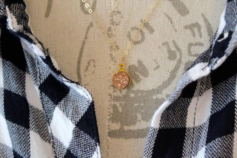 Rose Gold Druzy Halskette, Überzogene Und Schöne Rose Gold Druzy, Anhänger von AspenPurple