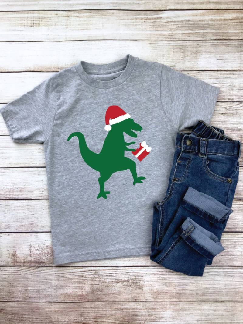 Dinosaurier Weihnachten Shirt/Kinder Weihnachtsshirt Santasauraus von Aspenkids