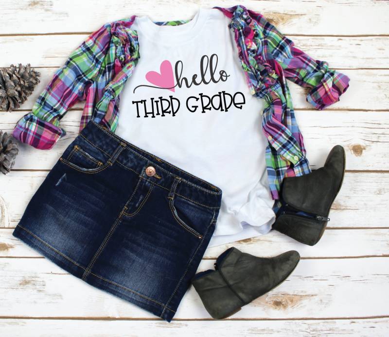 Hallo Dritte Klasse Shirt, Mädchen Schule T-Shirt von Aspenkids