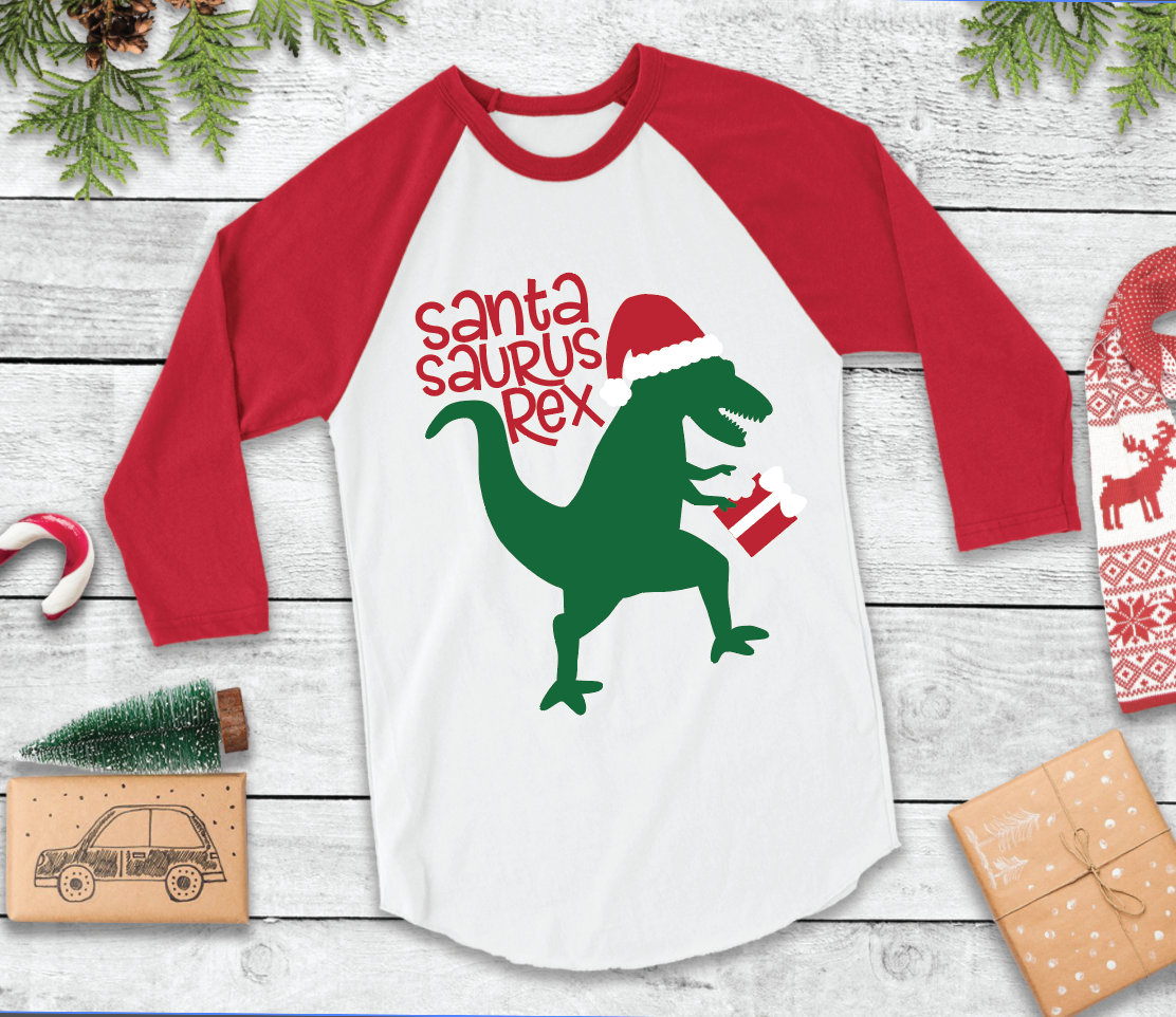 Santasauraus Rex Shirt/Dinosaurier Weihnachten Kinder Weihnachtsshirt von Aspenkids