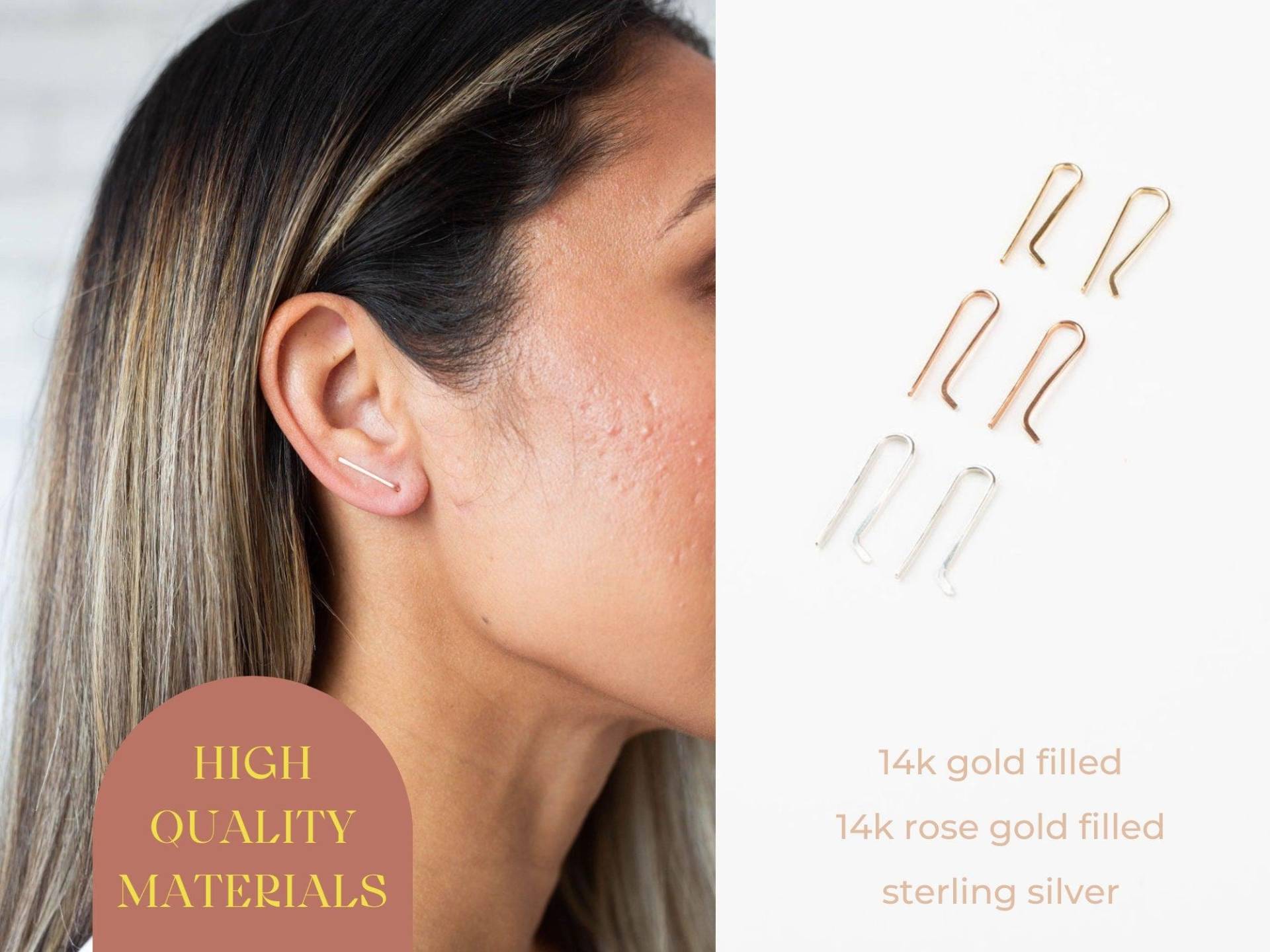 Bobby Pin Ohrringe. Pins. Ohr Kletterer. Ohrfeger. Pin. Krabbelohrringe. Silber. Rosengold. Regelmäßige Grösse von AsperaJewelry