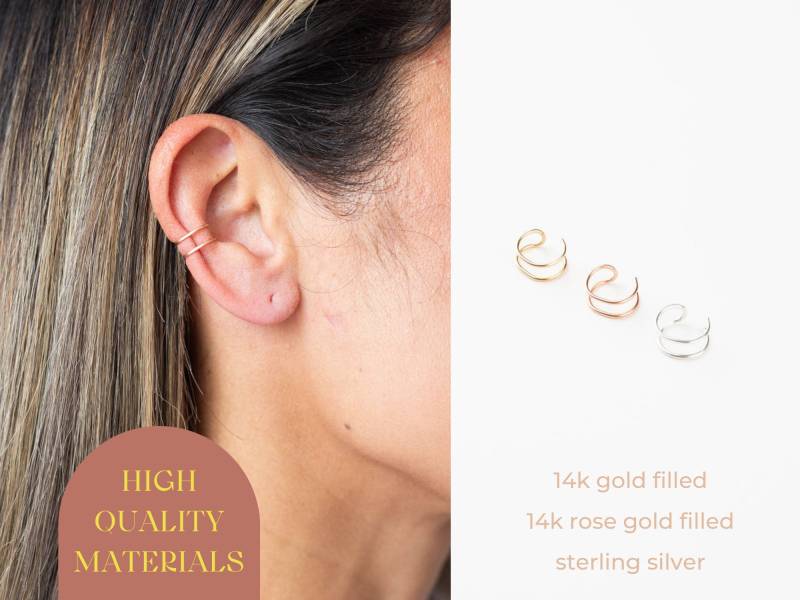Doppelmanschette. Handgeformt. Ohrmanschette. Ohr Wickeln. Manschette Ohrringe. Nicht Durchbohrte Kletterer. Sterling. 14K Goldgefüllt von AsperaJewelry