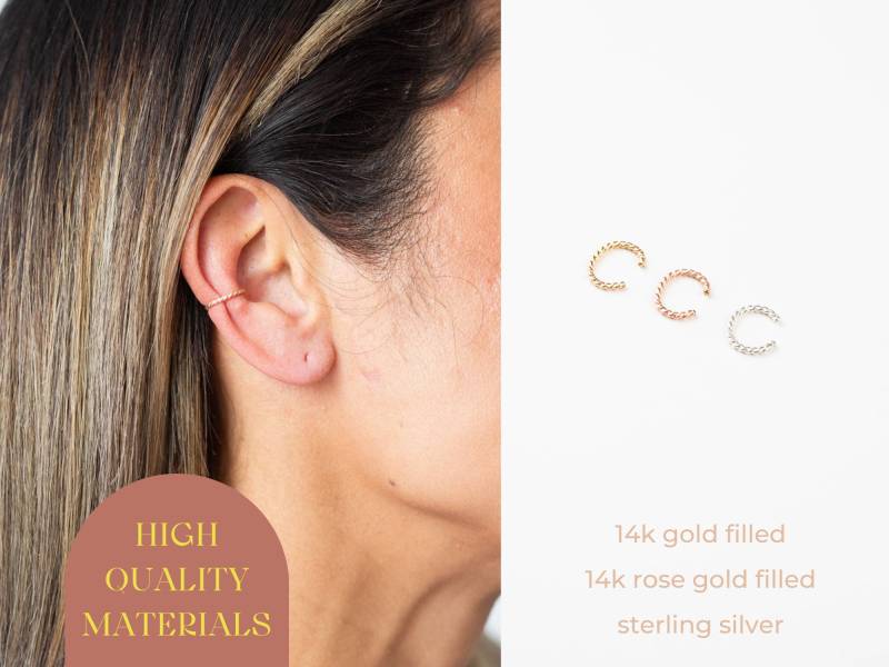 Gedrehte Manschette. Handgeformt. Ohrmanschette. Ohr Wickeln. Manschette Ohrringe. Nicht Durchbohrte Kletterer. Sterling. 14K Gold Gefüllt von AsperaJewelry