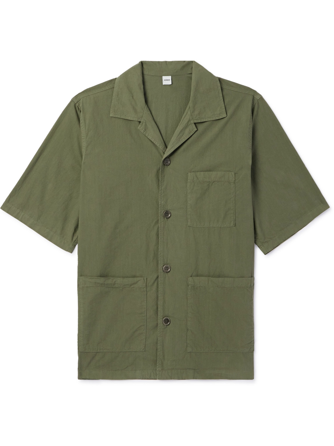 Aspesi - Camp-Collar Cotton-Poplin Shirt - Men - Green - XL von Aspesi