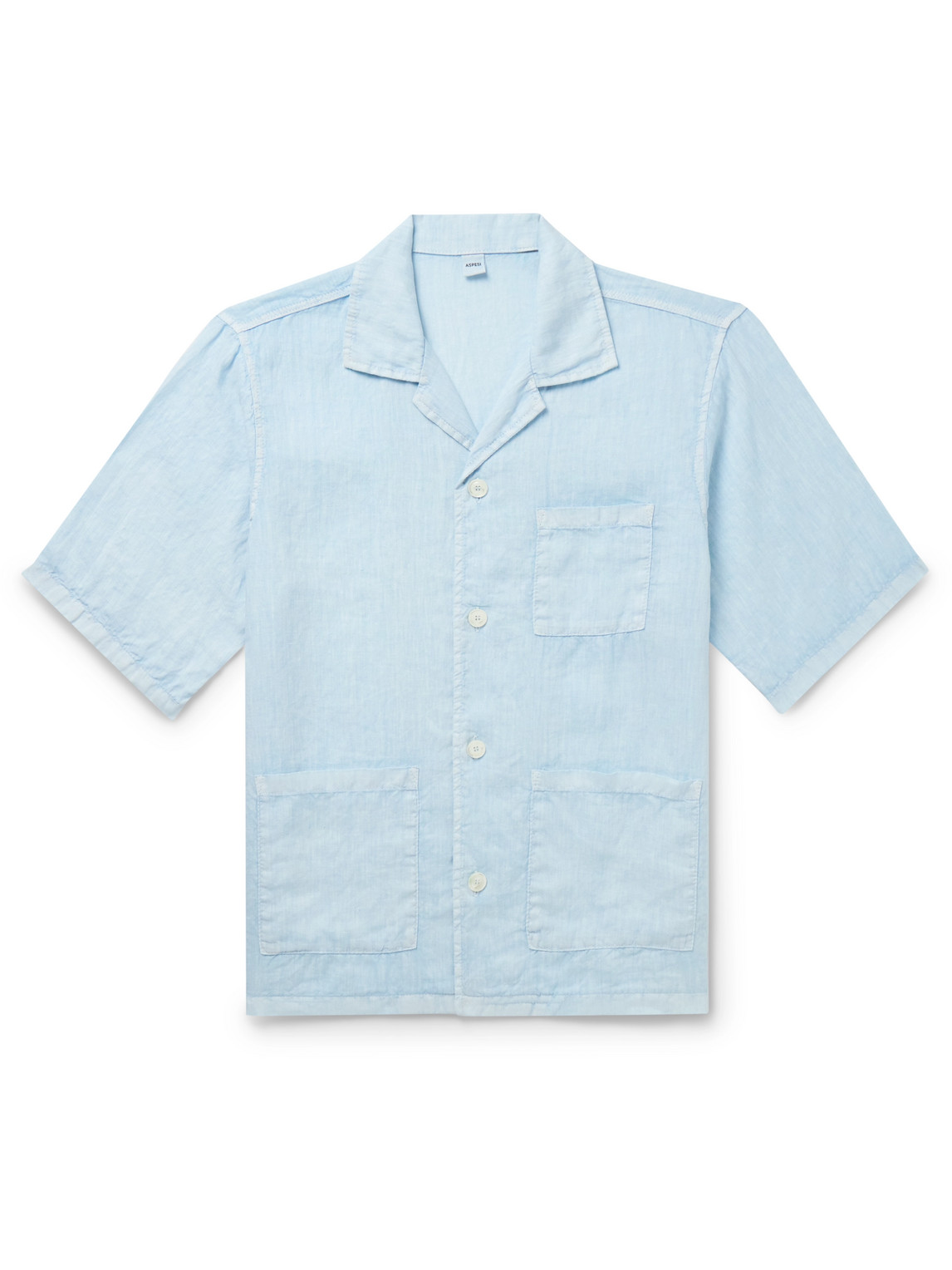 Aspesi - Camp-Collar Linen Shirt - Men - Blue - S von Aspesi