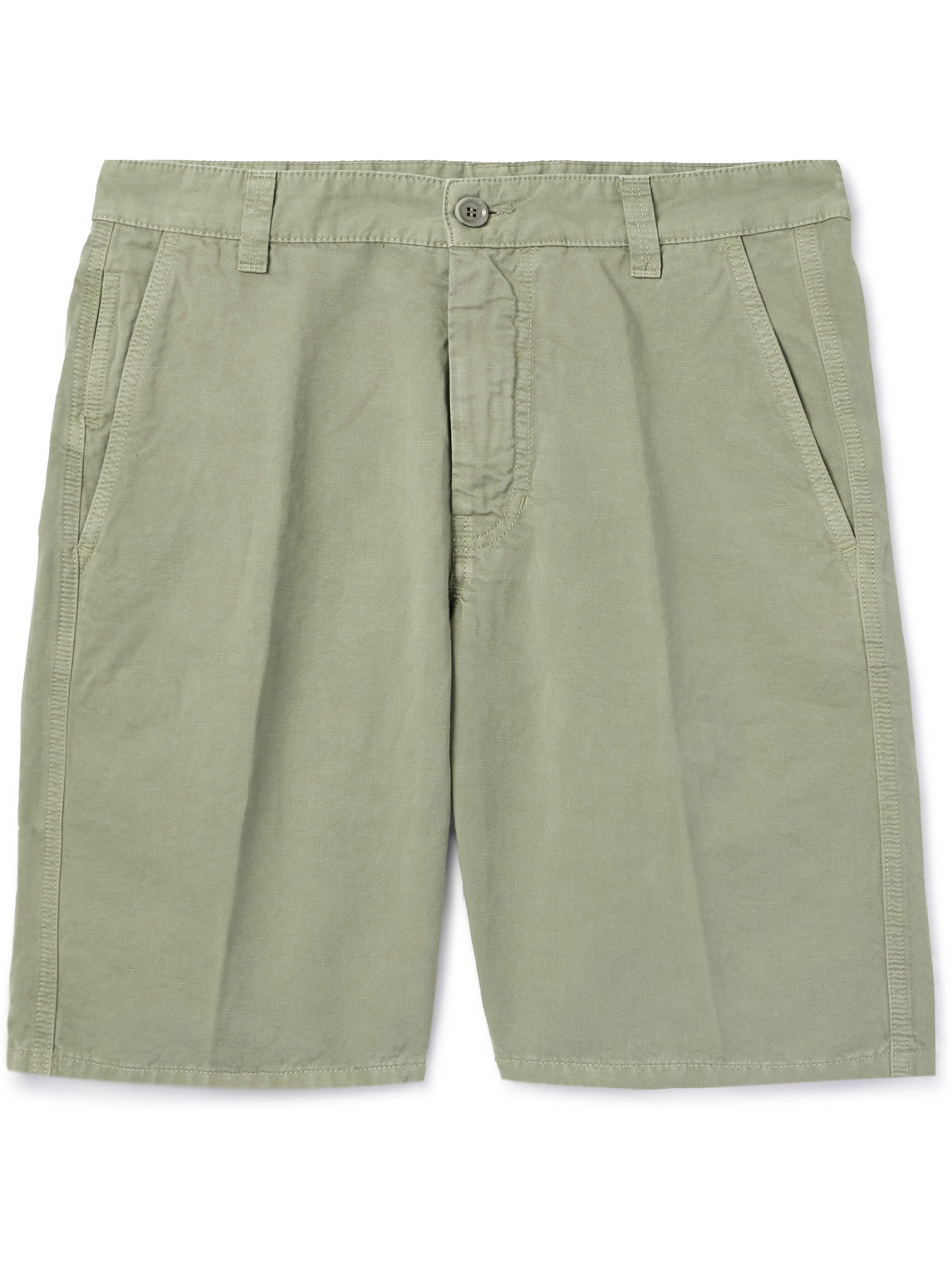 Aspesi - Straight-Leg Cotton and Linen-Blend Bermuda Shorts - Men - Green - IT 54 von Aspesi