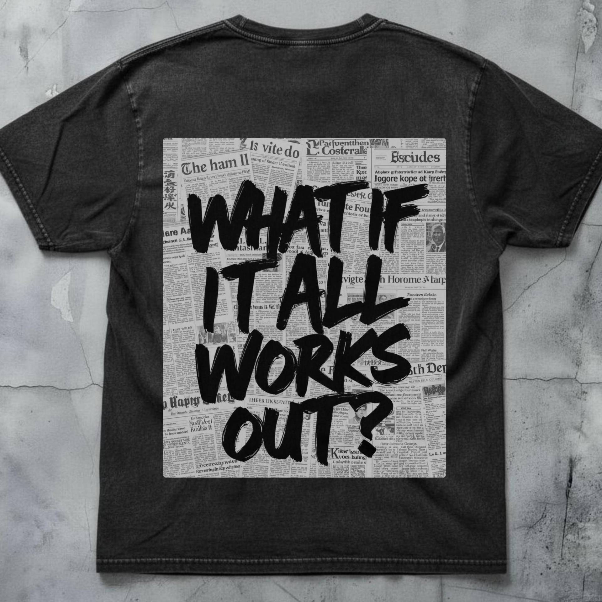 What If It All Works Out? Oversized Washed Hoodie + Slogan Shirt - Unisex Relaxed Fit Modern Backprint Streetwear Build Your Brand Fashion von AsphaltVision