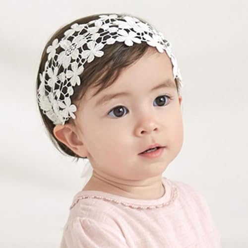Asphinien Baby Mädchen Spitze Schleife Stirnband Weich Atmungsaktiv Spitze Haarband für Kleinkinder Säugling Taufe Beanie Cap Breiter Turban Hochzeit Party Dusche Geschenke (Stil 1) von Asphinien