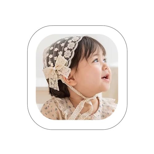 Asphinien Baby Mädchen Spitze Schleife Stirnband Weich Atmungsaktiv Spitze Haarband für Kleinkinder Säugling Taufe Beanie Cap Breiter Turban Hochzeit Party Dusche Geschenke (Stil 5) von Asphinien