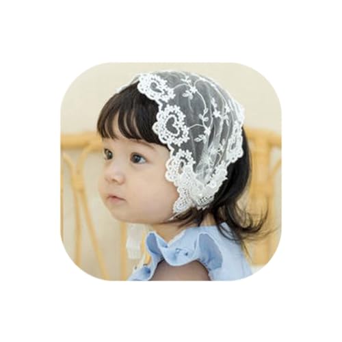 Asphinien Baby Mädchen Spitze Schleife Stirnband Weich Atmungsaktiv Spitze Haarband für Kleinkinder Taufe Beanie Cap, Stil 7, 1 Count (Pack of 1) von Asphinien