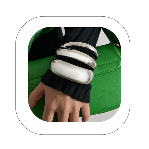 Asphinien Punk Metall Armreif Armbänder Set klobige breite Armbänder geschnitzte Armreifen stapelbar zierlich Gold Armband übertrieben einfarbig strukturiert Armreif Zubehör für Frauen, One Size von Asphinien