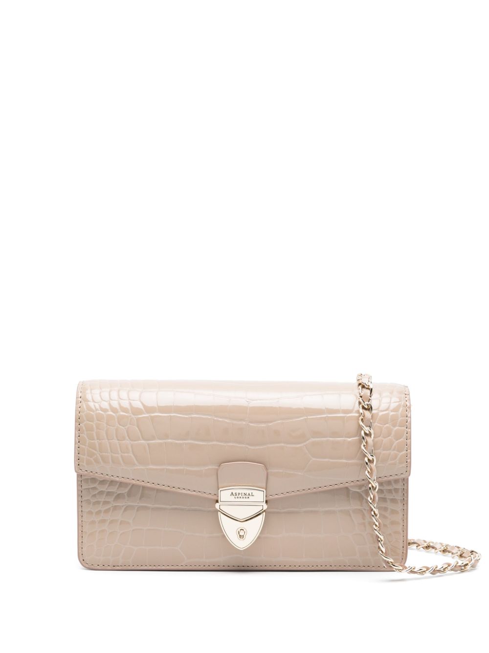 Aspinal Of London Clutch mit Logo - Nude von Aspinal Of London