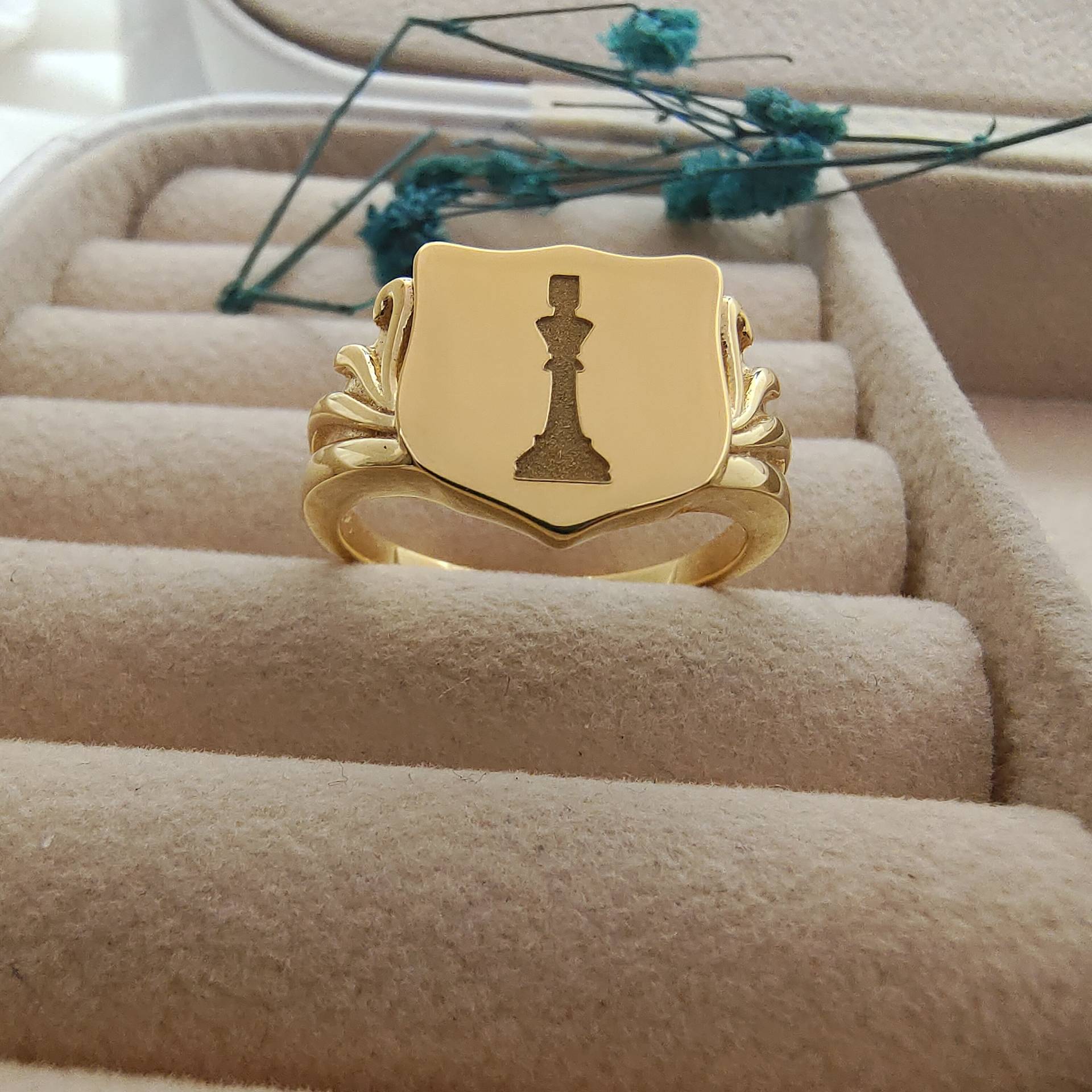 Schachring Schachsymbol Ring Schachfigurenring, Schachliebhaber Geschenke Herrenschmuck, Personalisierte Geschenke, Herren Siegelring Geschenk Für von Aspirecreation