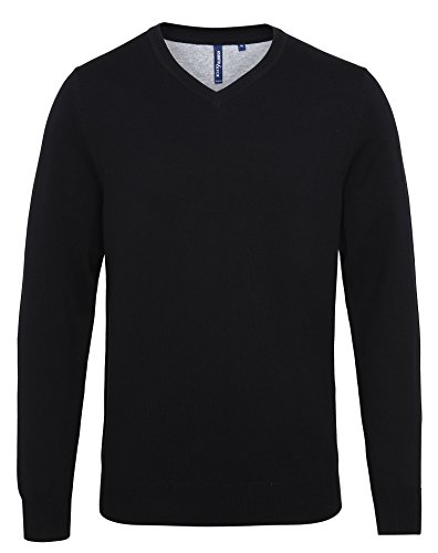 Asquith & Fox Herren Men's Cotton Blend V-Neck Sweater Sweatshirt, Grau (Charcoal 000), Large von Asquith & Fox