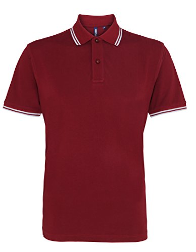 Asquith & Fox Men's classic fit - tipped polo, XL, Burgundy/Sky von Asquith & Fox