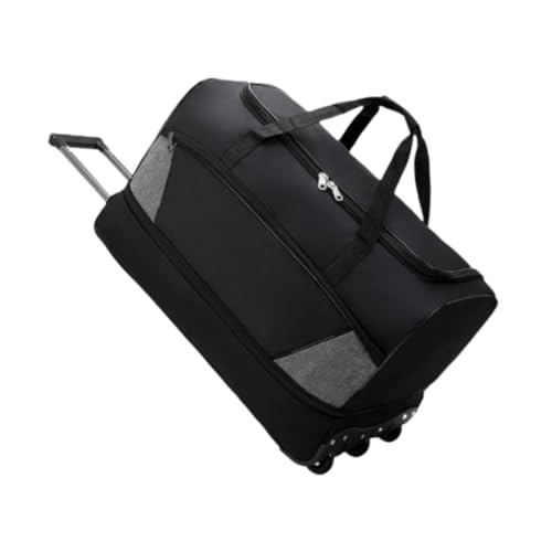 AsrMyjcx Duffelbeutel mit Rädern Reisewagen Tasche Doppelgriffe mit faltbaren Handtasche Gepäckbeutel rollende Reisetasche für Männer, Schwarz, M von AsrMyjcx