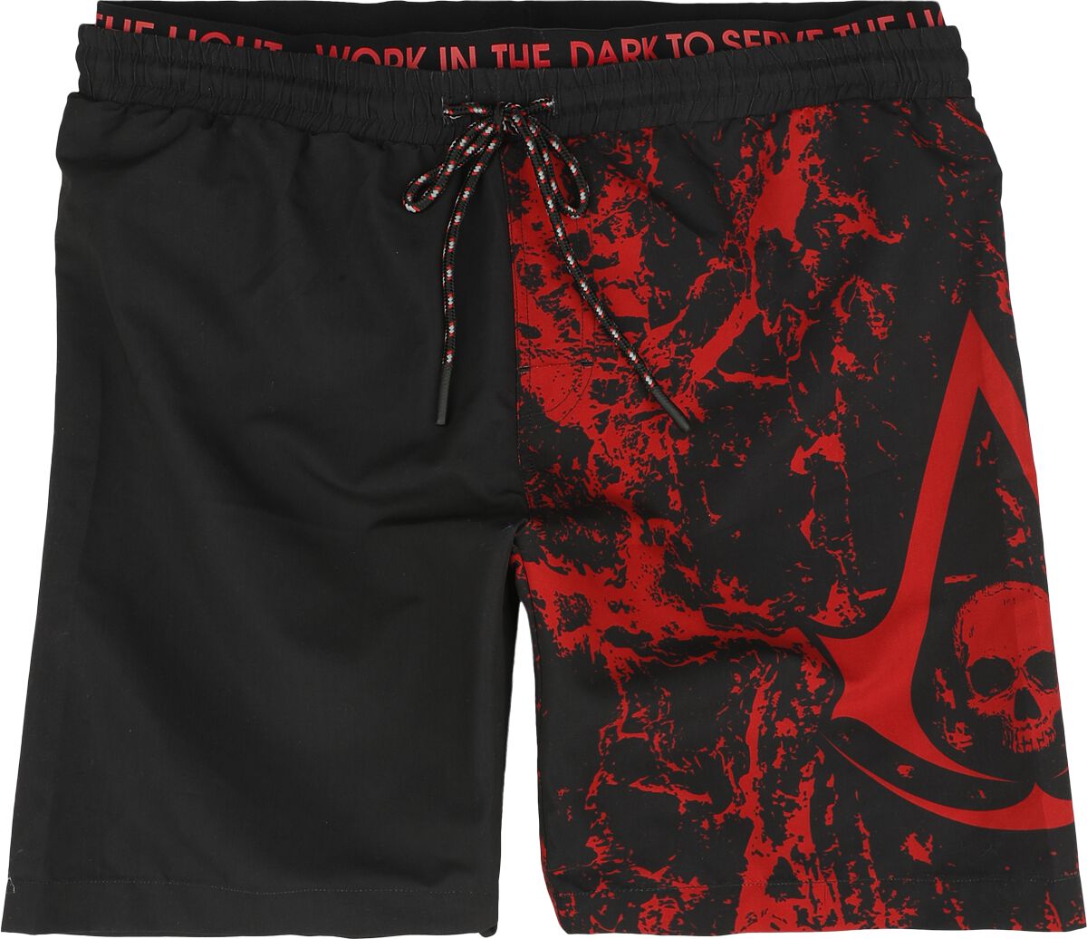 Assassin's Creed - Gaming Badeshort - IV - Black Flag - Crest - S bis XXL - für Männer - Größe L - schwarz/rot  - EMP exklusives Merchandise! von Assassin's Creed