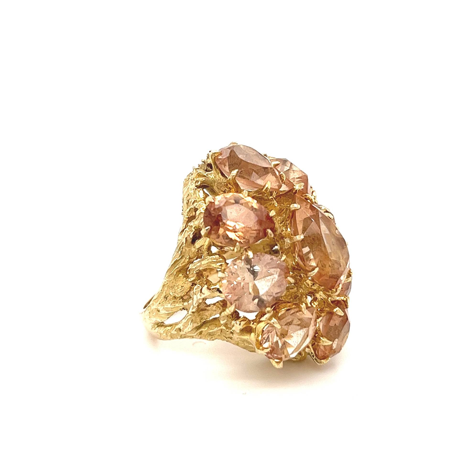 Vintage Birnenform Turmalin Ring in 14K Gold, Gelb Gold Mit Rosa Turmaline, Edelstein von AssayJewelers