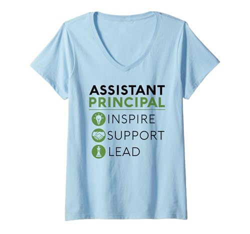 Damen Stellvertretender Schulleiter Inspire Support Leader Schulpädagoge T-Shirt mit V-Ausschnitt von Assistant Principal Education Apparel