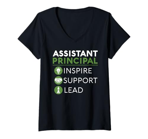 Damen Stellvertretender Schulleiter Inspire Support Leader Schulpädagoge T-Shirt mit V-Ausschnitt von Assistant Principal Education Apparel
