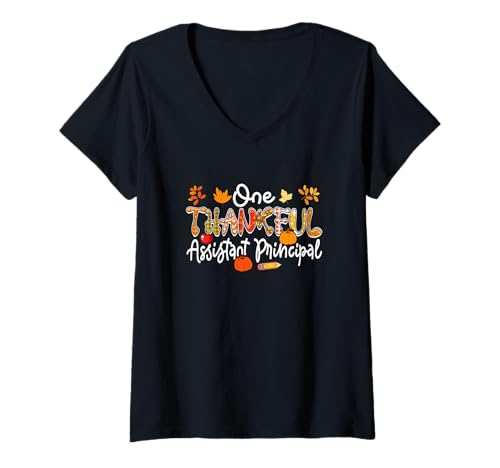 Damen EIN dankbarer stellvertretender Schulleiter Thanksgiving Fall Proud Job T-Shirt mit V-Ausschnitt Damen EIN dankbarer stellvertretender Schulleiter Thanksgiving Fall Proud Job T-Shirt mit V-Ausschnitt von Assistant Principal Thanksgiving Costume