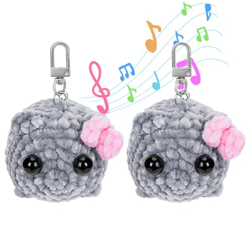 Asslye Sad Hamster Meme Tiktok - Trauriger Hamster Schlüsselanhänger mit Violine Sound, Handgestrickte Sad Hamster Kuscheltier Anti-stress Mutmacher Geschenk für Freunde Partner (Grau 2stk) von Asslye