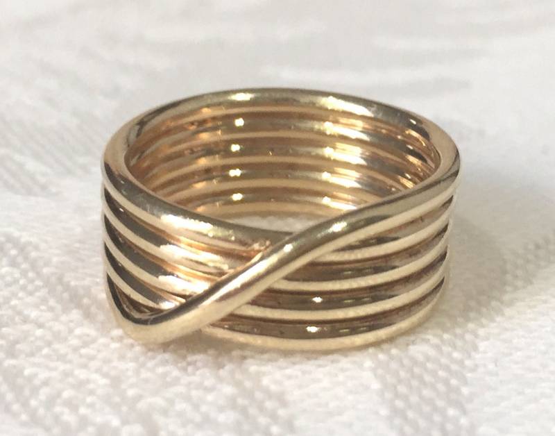 14K Gelbgold Ehering Breiter 8 Mm Jubiläumsring, Größe 5, 5 von AssociatedDiamonds