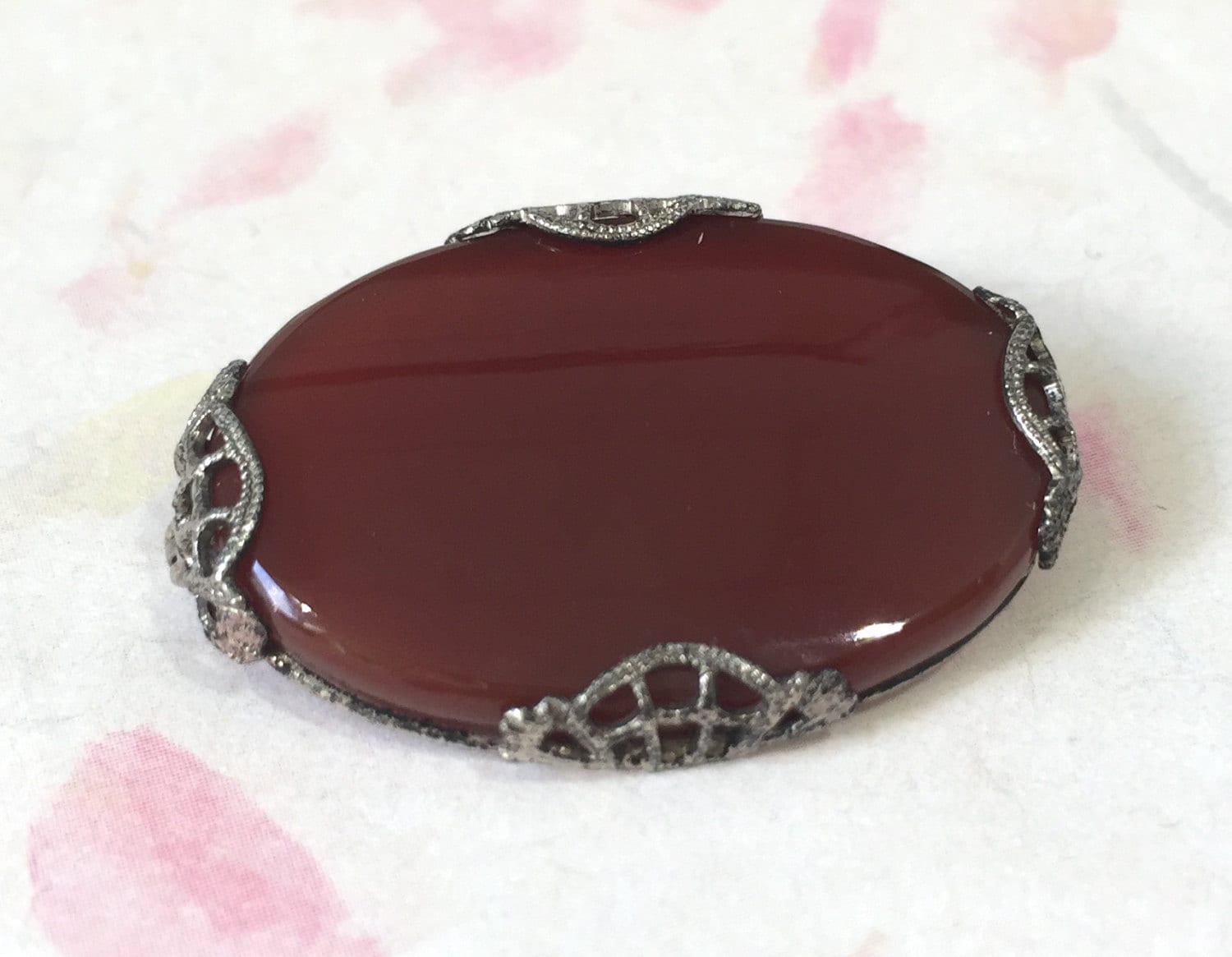 Vintage Art Deco Karneol Brosche Anstecknadel Aus 925Er Silber Vintage Art Deco Karneol Brosche Anstecknadel Aus 925Er Silber von AssociatedDiamonds