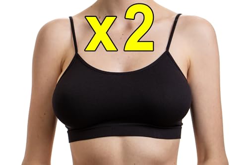 Assoluta 2er Set Damen Comfort Spaghetti Wohlfühl Bustier ohne Bügel (XL, Schwarz) von Assoluta