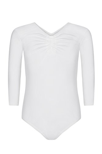 Assoluta Mädchen Kinder 3/4 Arm Gymnastikanzug Ballettanzug weiss 134 von Assoluta