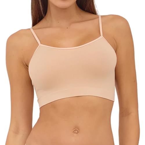 Assoluta Seamless Wohlfühl-BH Basic Top, Sport-BH Bustier mit dünnen Trägern, Beige, L von Assoluta