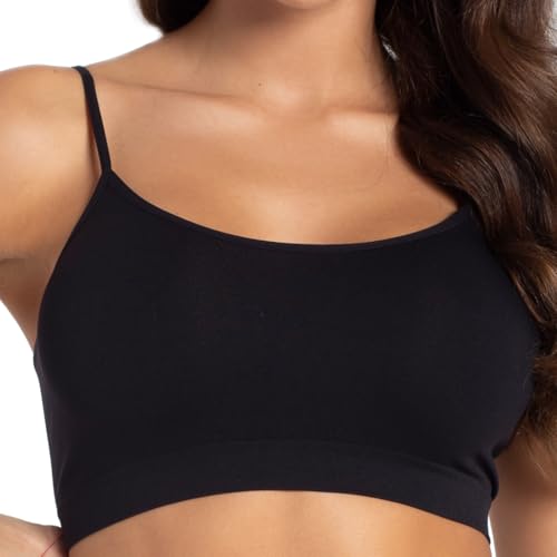 Assoluta Seamless Wohlfühl-BH Basic Top, Sport-BH Bustier mit dünnen Trägern, Schwarz, L von Assoluta