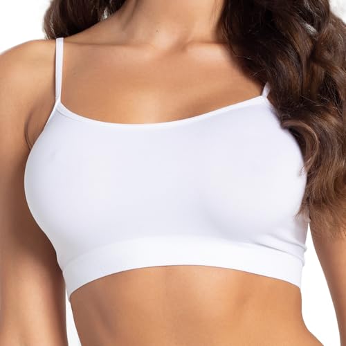 Assoluta Seamless Wohlfühl-BH Basic Top, Sport-BH Bustier mit dünnen Trägern, Weiß, L von Assoluta